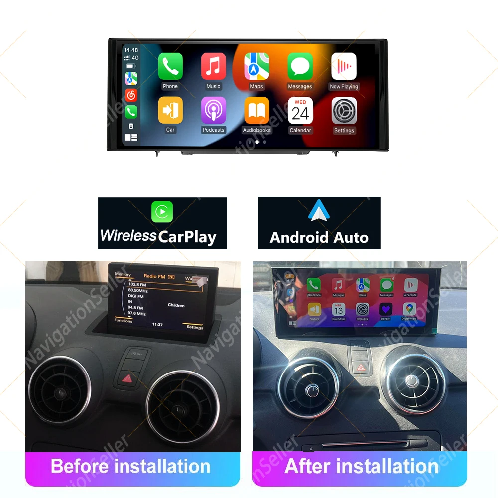 

VIGOHI для Audi A1 8X Carplay 2010-2018 RMC HN+R Android 14 Автомагнитола Стерео Мультимедийный Видеоплеер Android Auto Навигация GPS