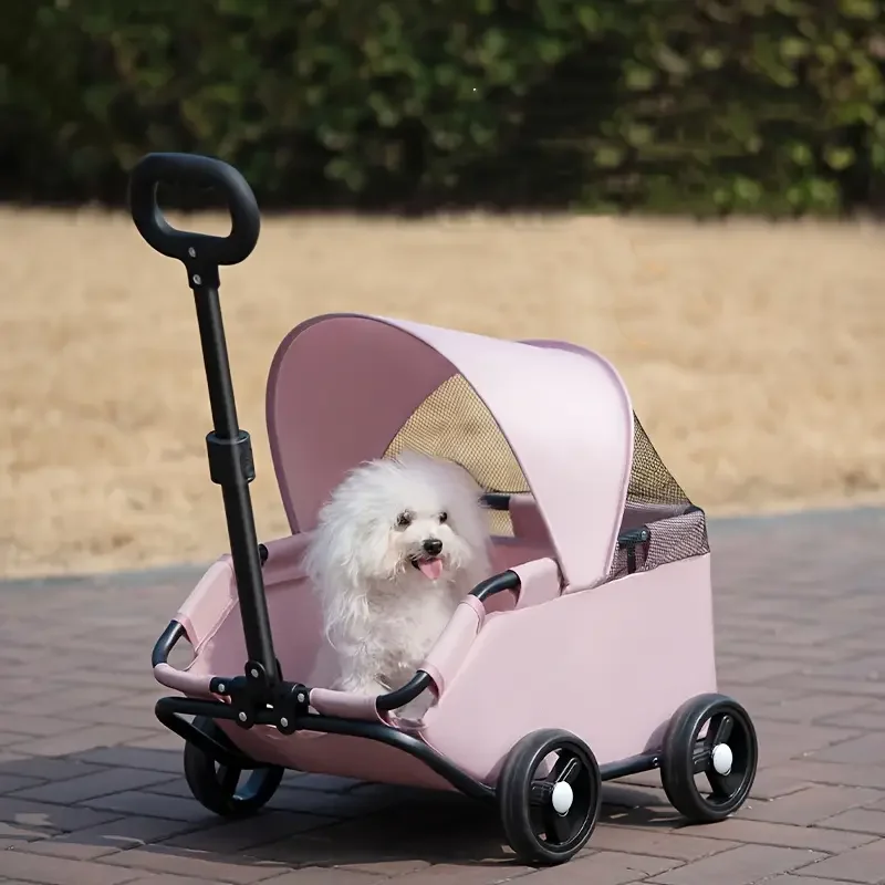 

Компактная и легкая складная коляска для домашних животных с карманами для хранения и ремнями безопасности, подходящая для маленьких домашних животных, собак и кошек.