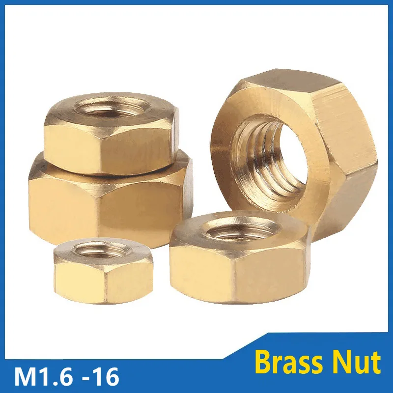 1/10/20/50 шт. DIN934 твердая латунь медь Шестигранная гайка для M1.6 M2 M2 M2, 5 M3 M4 M5 M6 M8 M10 M12 M14 M16 болт