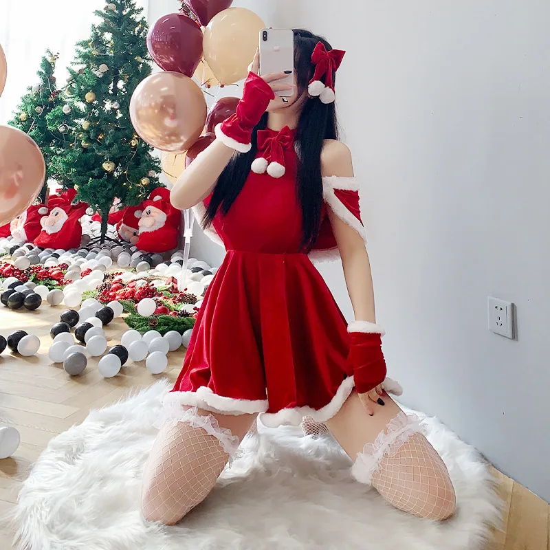 Disfraz de Navidad para actuación en escenario, traje sexy de pelusa blanca, a la moda, novedad de 2023