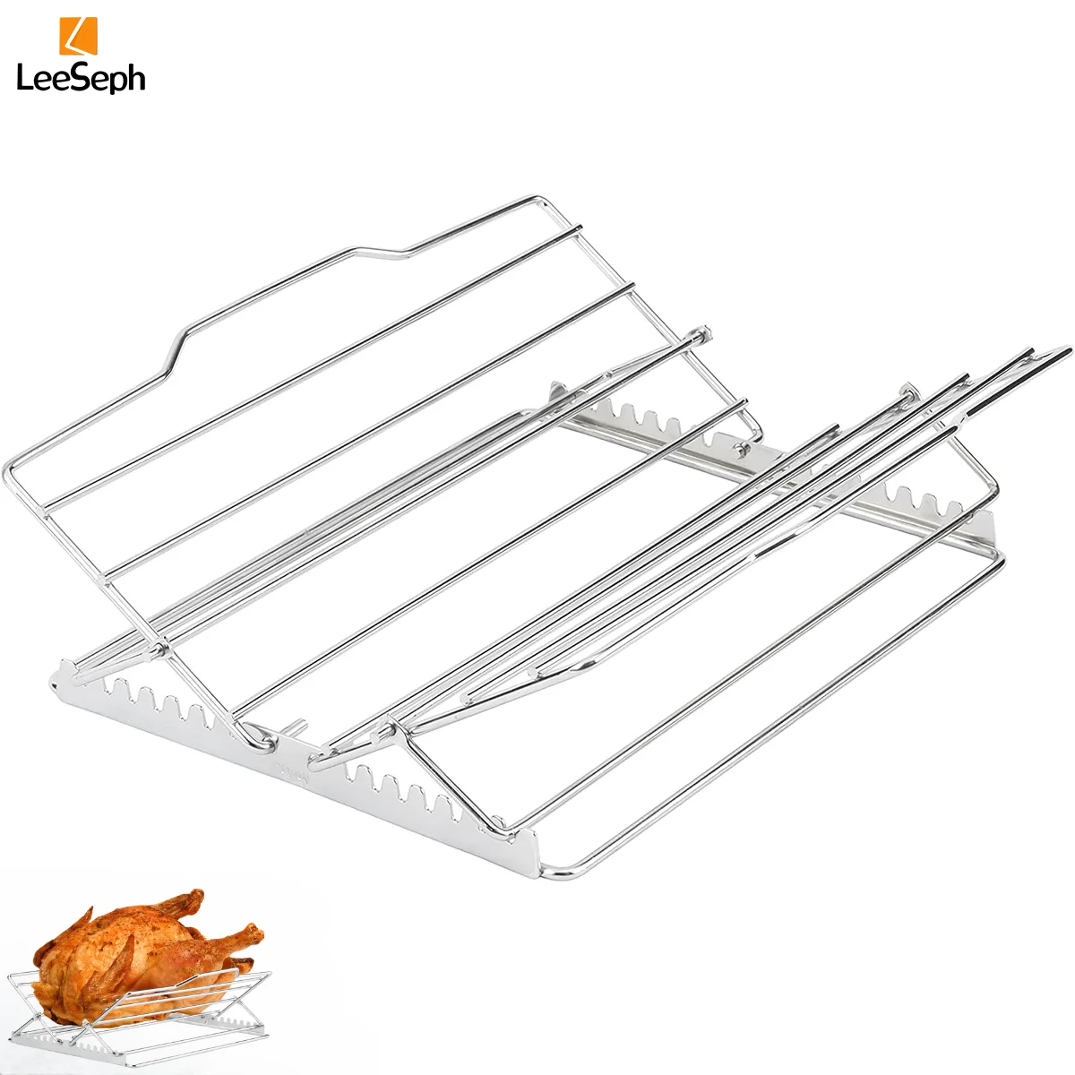 Leeseph Thanksgiving Stainless Steel Foldable Roasting Rack, Versatile Oven Grill Rack, Easy to Clean, Durable Cooking Accessory