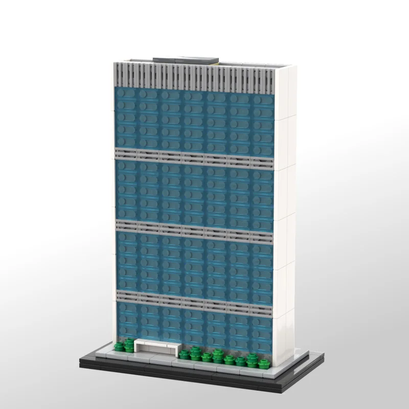 مجموعة ألعاب تجميع مكعبات البناء MOC بناء سكرترات الأمم المتحدة بمقياس 1:800 (الأمم المتحدة) موديل 577 قطعة هدية إبداعية
