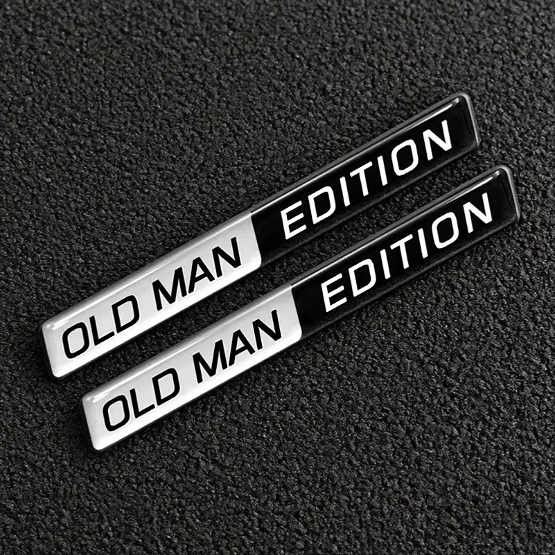 2pcs Old Man Edition 3D Emblem Sticker Badge Fender Funny Old Man Edition Decals Car  Replacement Door Decoration for Universal