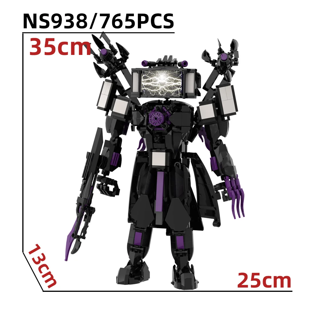 

Конструктор Skibidi Toilet MOC: Абстрактные строительные блоки, модель Strobe Zeus Level TV King, совместимая с LEGO, игрушки