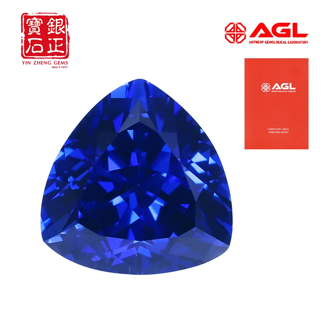 Cultivate Sapphire Czochralski Trillion Lab Grown Royal Blue Loose Gemstones Provide AGL Certificate For Jewelry Making