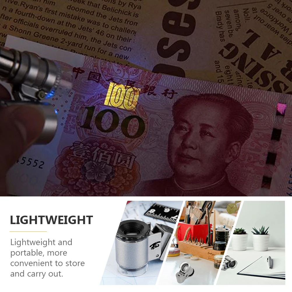 

1Pcs Portable Microscope LED Magnifying Tool Jewelry Currency Pocket Loupe for Collectors Experts Amateurs
