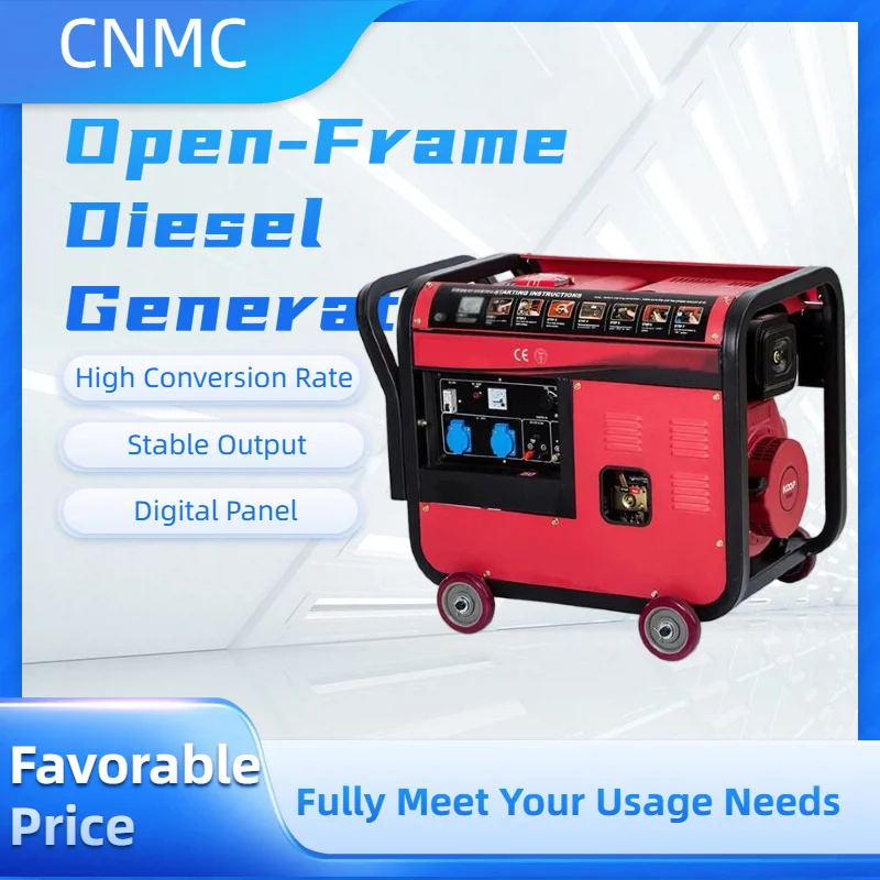 CNMC 3kw 5kw 6kw 8kw 10kw Open Frame Portable Diesel Generator diesel power generator with Wheel generators for home electricity