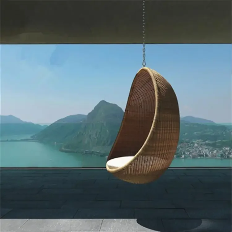 Rattan Hanging Basket Courtyard Rattan Swing Hanging Glider Egg-Shaped Single Outdoor Indoor Balcony Cradle Chair