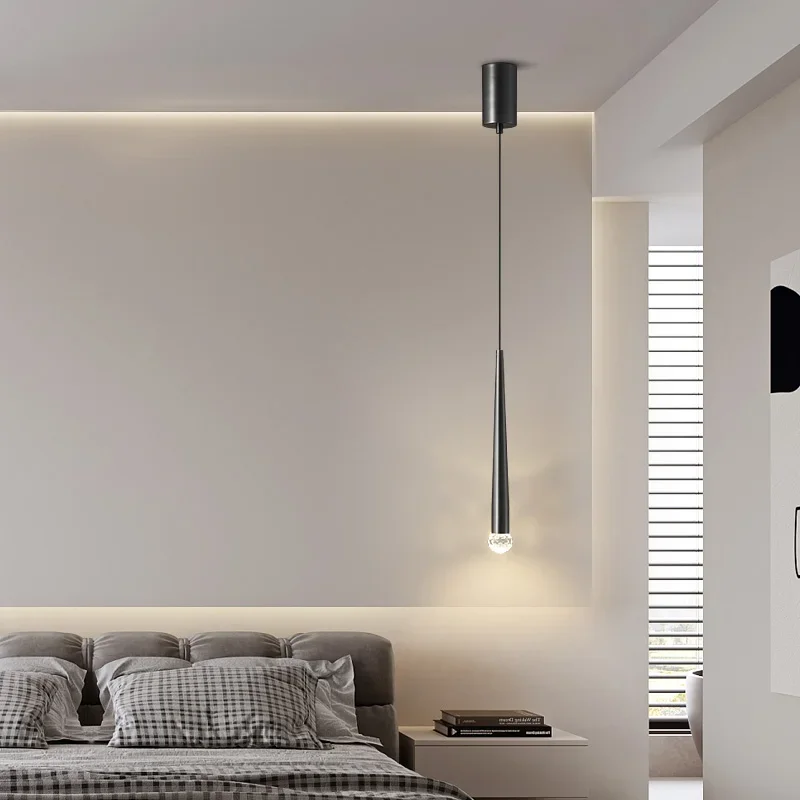 Luxury Bedroom Features  Water Drop Pendant Lamp at the Bedside And Creative Individual Nordic Simple Modern All Copper Light