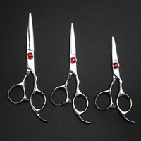 Professional JP 440c steel 5 5.5 6 '' Red Gem cut hair scissors eyebrow haircut barber makas cutting shears hairdresser scissors