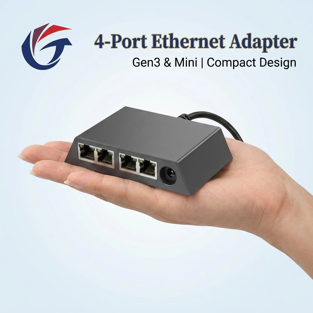 New 4-Port Gigabit Ethernet Adapter for Starlink Gen3/Mini 1000Mbps RJ45 LAN Hub Cat6 Compatible LED