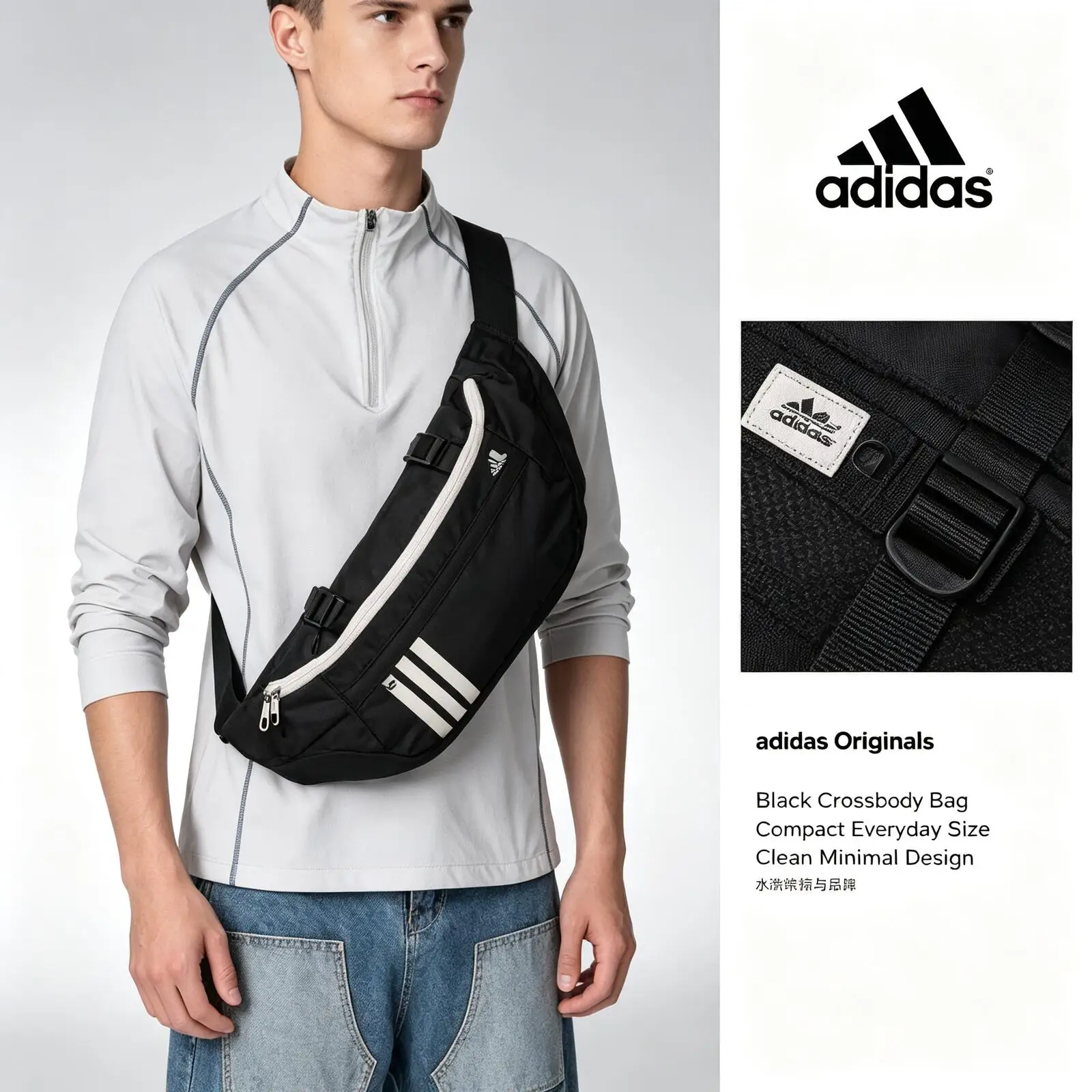 adidas-originals-men-black-crossbody-bag-classic-logo-compact-size-adjustable-strap-zipper-closure-casual-daily-shoulder-purse