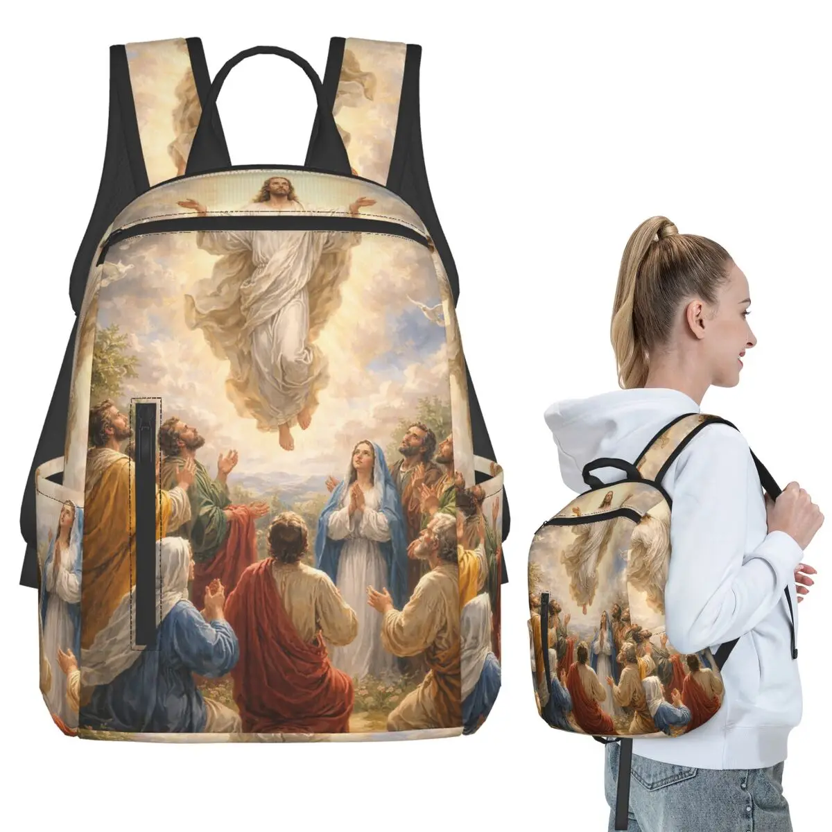 

Jesus God Print Backpack Student BookBag Kids School Bag Laptop Shoulder Bags Boys Girls