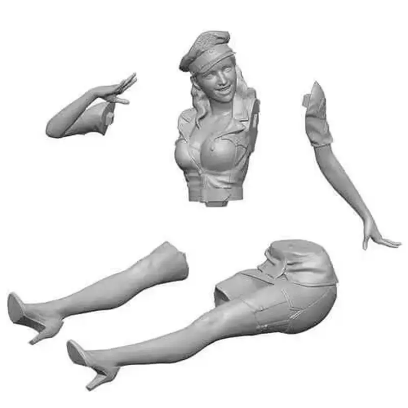 Figurine soldat féminin de la seconde guerre mondiale, modèle en résine ventuse Gk, Micro Miniature, modèle blanc imprimé en 3d, jouet, Kit non assemblé et non peint, 1/16