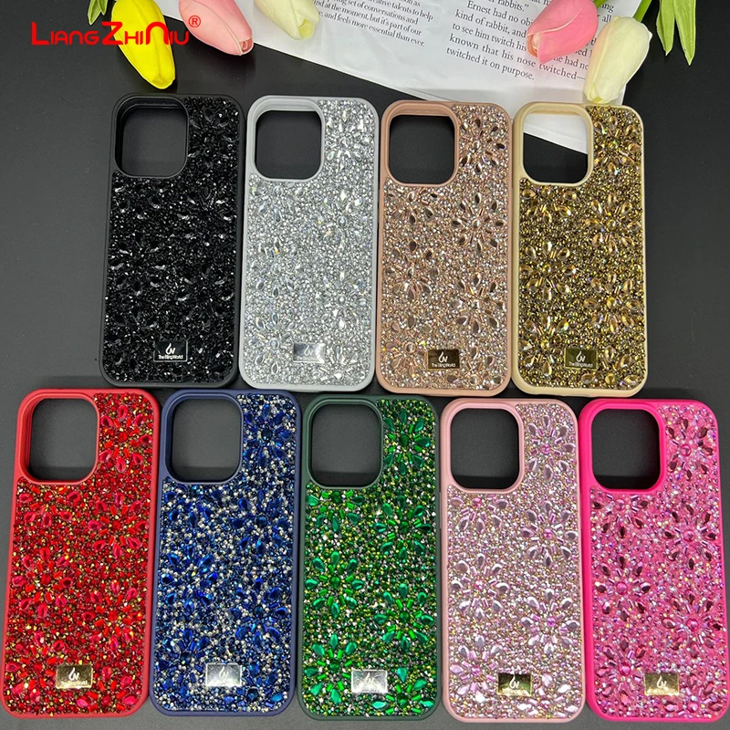 Blingbling Diamond Encrusted Case For Apple 16 15 Pro Max Iphone 14 13 12 Anti Fall High Color Value Flower Diamond Phone Case