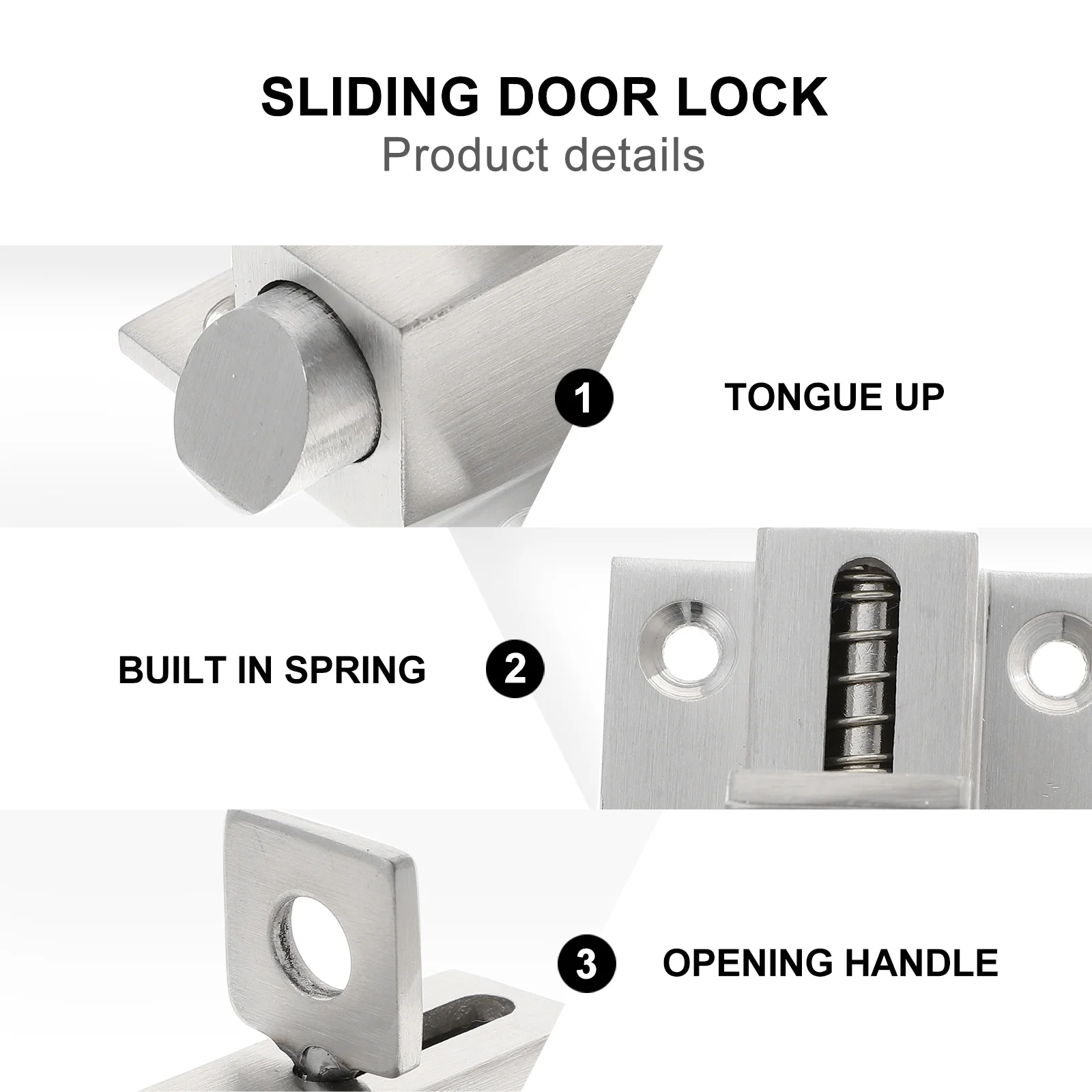 

1pc Stainless Steel Window Security Slide Lock Latch Security Slide Lock For Gate Safety Door Spring Bolt Latch Parts Hardware