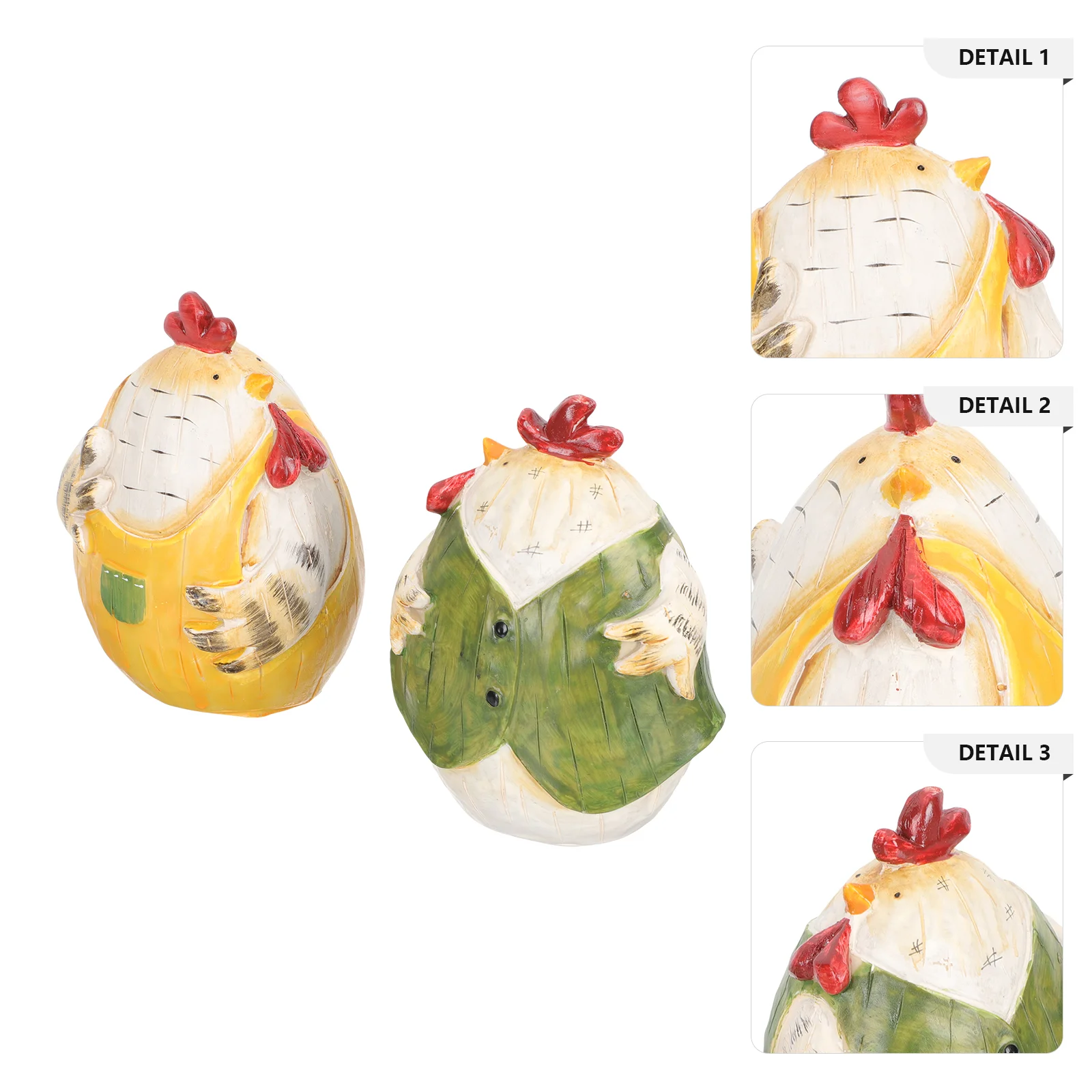 Easter Decoration Pair Chicken Resin for Home Cartoon Animals Ornament Accessory