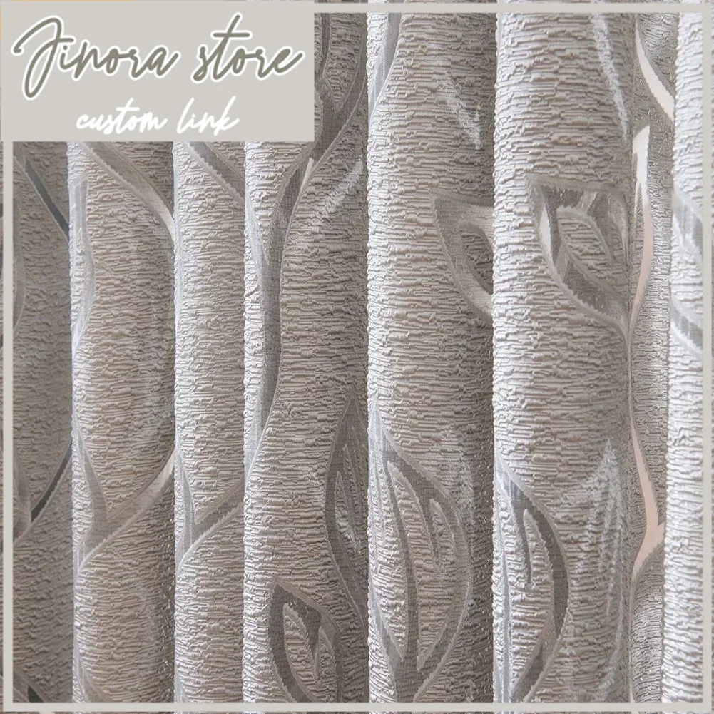 Custom Jacquard Bubble Pleats Hollowed Out Window Curtains For Bedroom Living Room Balcony French Window Balcony Window