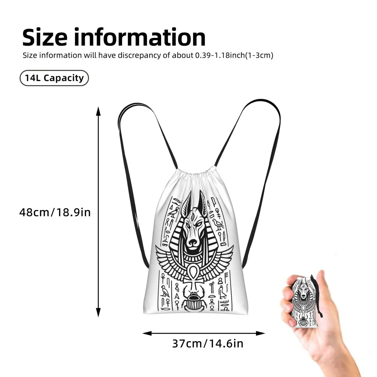 Egyptian Deities God Egypt Pharaoh Drawstring Backpack Sports Gym Bag Lightweight Foldable Storage Drawstring Bag for Men Women
