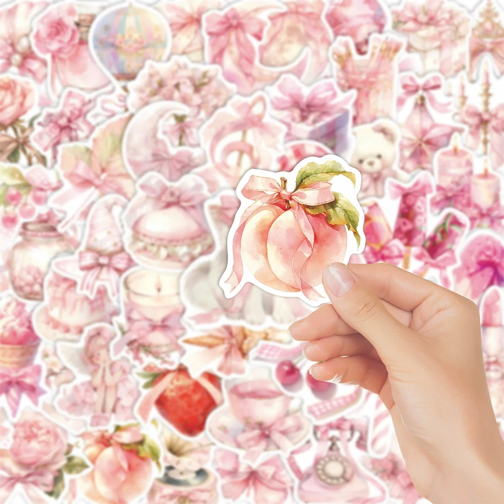 

10/30/50pcs Pink Bow Aesthetic Graffiti Stickers Cute Cartoon Girl Ins Style Decals Scrapbooking Laptop Phone Sticker Decoration
