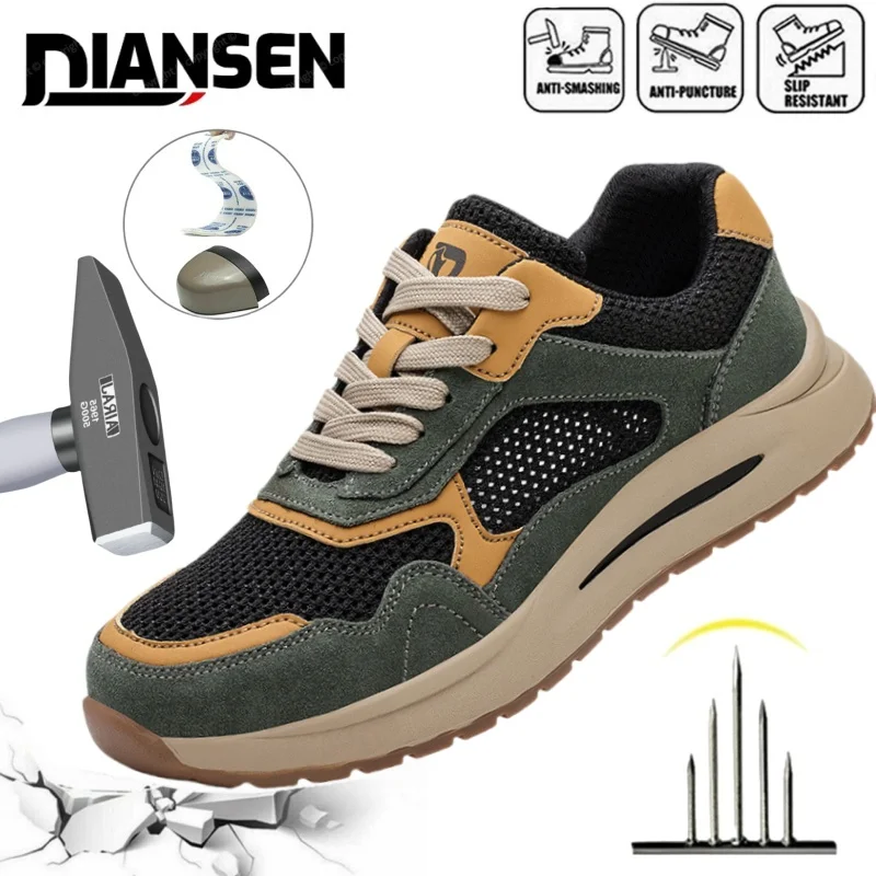 

Summer Mesh Lightweight Work Sneakers Steel Toe Men Women Work Safety Shoes Construction Shoes Breathable Work Boots Footwear