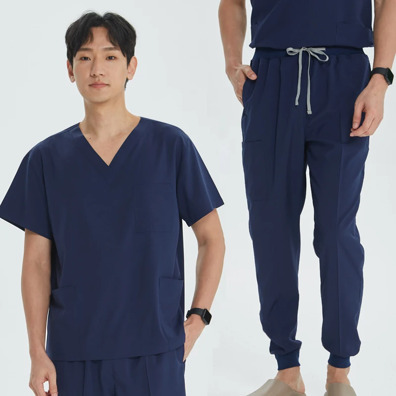 Men Medical Scrub Sets Pet Hospital Nursing Suits Dental Clinic Srcub Sets V-neck Top Jogger Pant Women ICU Scrubs Cheap S21