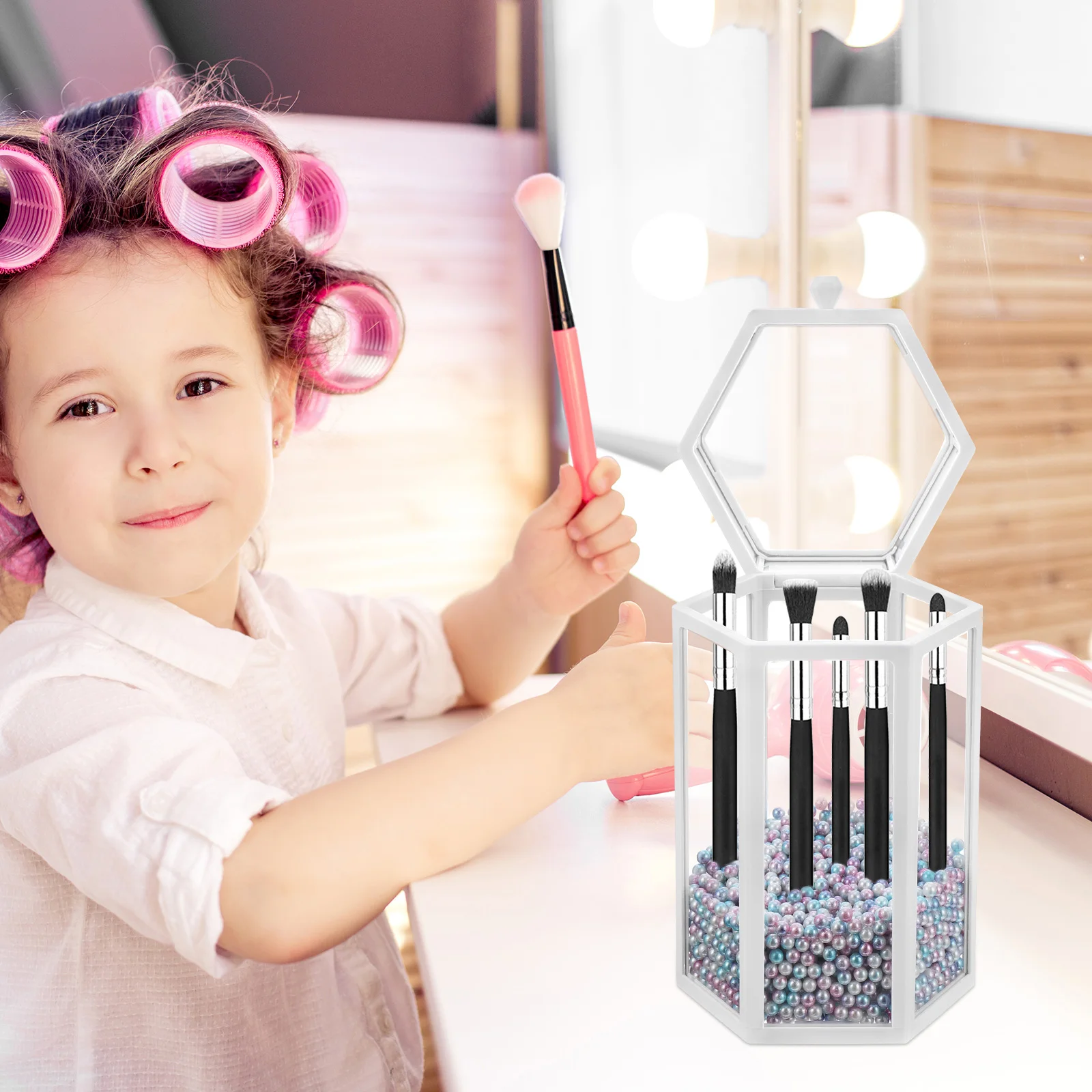 Sturdy Glass Storage Box Transparent Container For Eyeliner Eyebrow Pencil Makeup Organizer Durable Desktop Bathroom Vanity