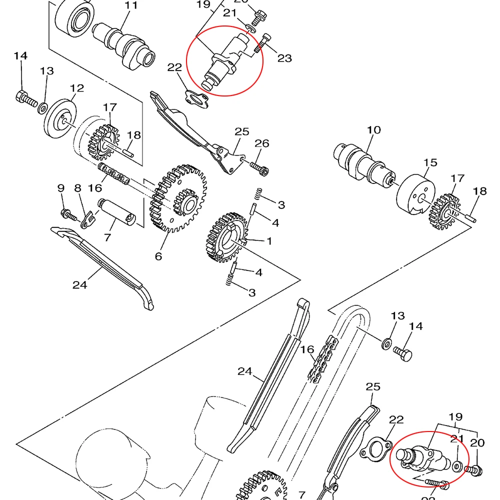 Manual Timing Cam Chain Tensioner Adjuster For Yamaha Bulldog BT1100, XVS1100 Drag Star / V-Star -Ref.OE 5EL-12210-00-00 / 01-00