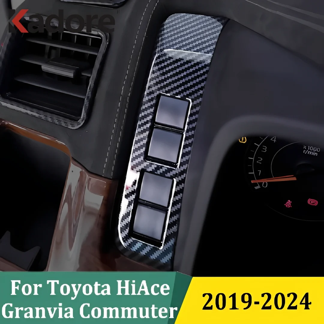 For Toyota HiAce Granvia Commuter 2019-2024 Carbon Fiber Instrument Dashboard Panel Cover Trim Interior Car Sticker Accessories