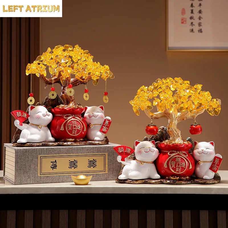 Lucky Cat Lantern Circle Lucky Money Tree Ornament Living Room Decoration housewarming opening gift