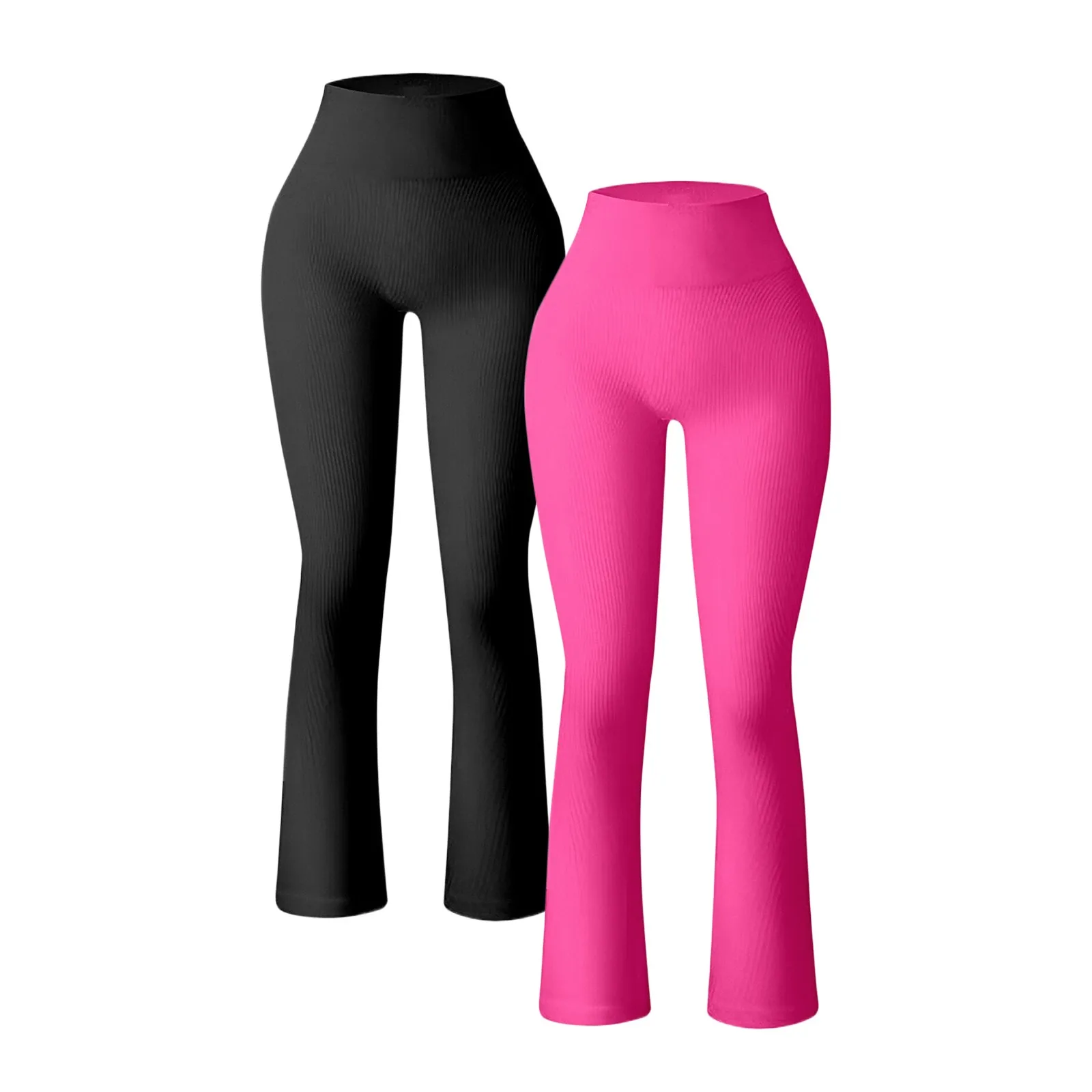 

Women'S Casual Ribbed Seamless Yoga Pants Slim Workout Long Trousers Fashion High Waist Bell Bottoms Lady Flare Leggings Clothes