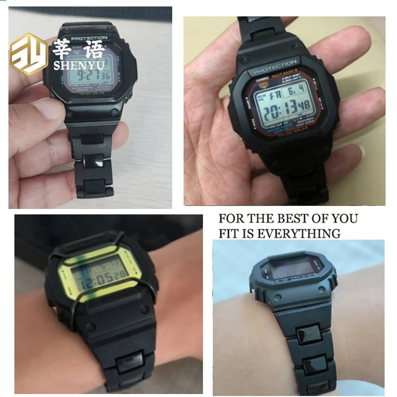 Shenyu For Casio G-SHOCK  DW5600/5610/GW-B5600 GA2100 Plastic Strap Stainless Steel Buckle  Watchband Bracelet Watch Accessories