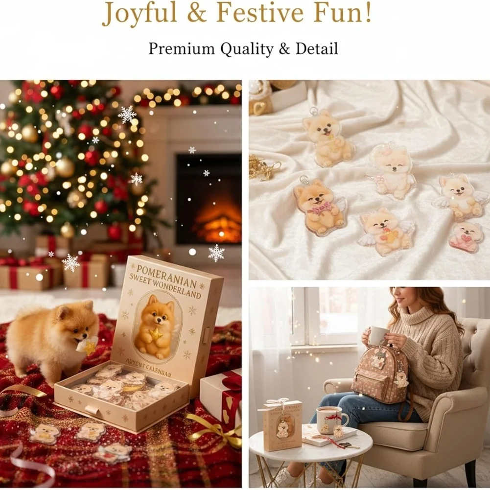 Pomeranian Advent Calendar 2025 with 24 Days of Dog Treats and Toys for Festive Holiday Countdown and Interactive Pet Experience
