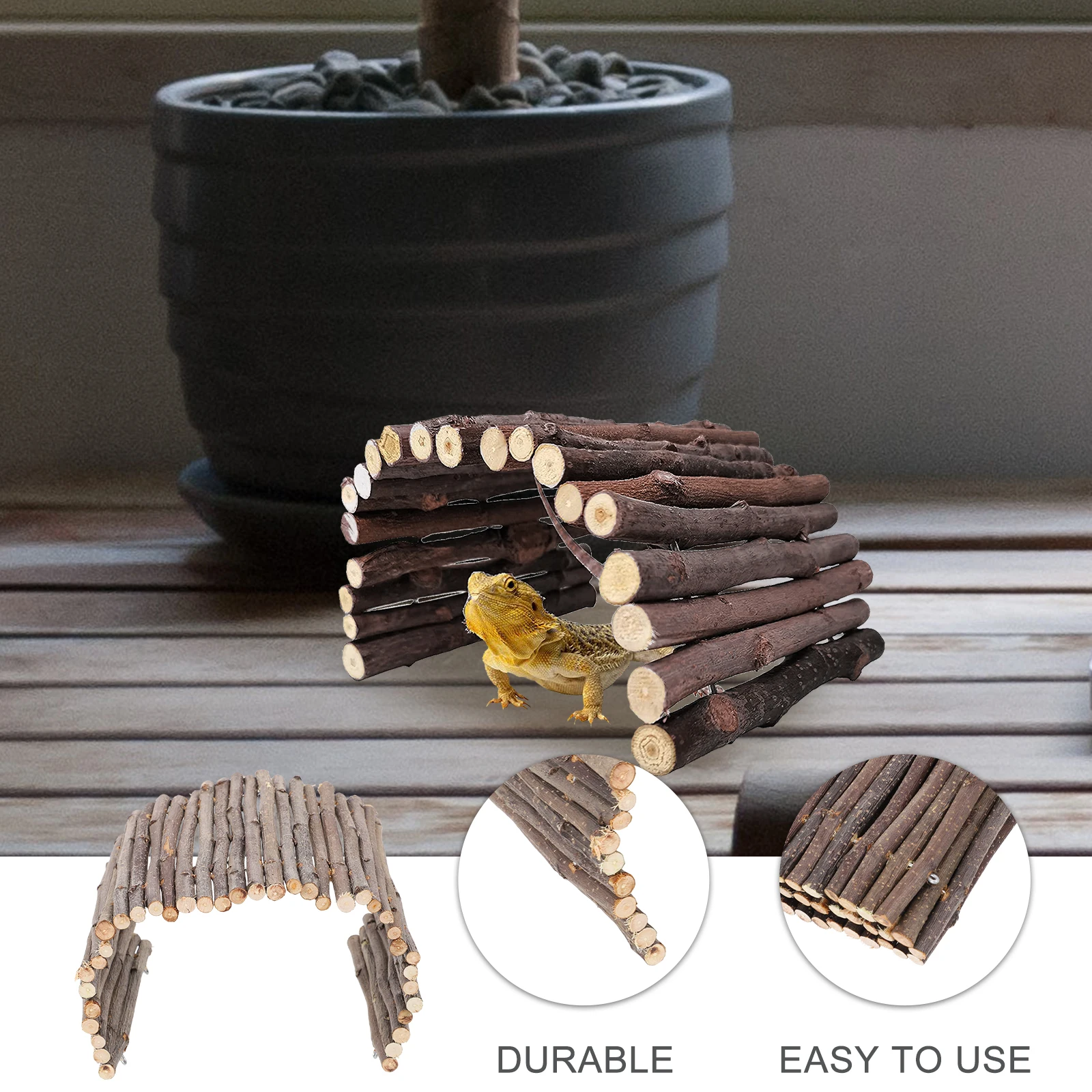 

Wood Hideout Tunnel for Hamster Pet Toy Cage Accessory Rat Small Animals Training Bridge