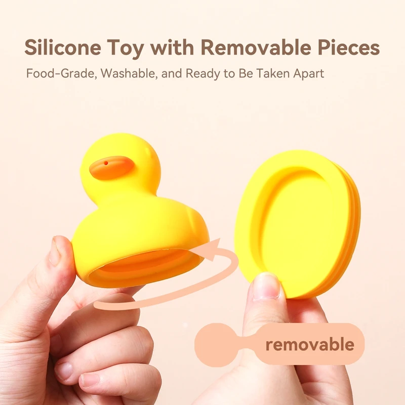 Montessori Cute Duck Bath Toys Little Yellow Duck With Squeeze Sound Rattle Soft Rubber Water Toy Children Summer Bathroom Gift
