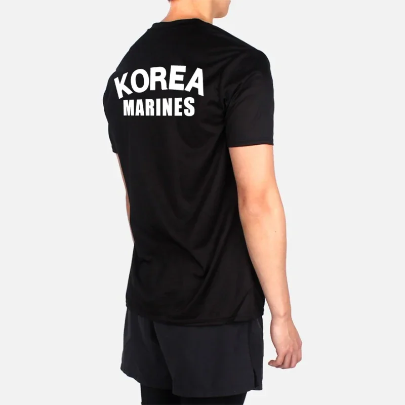 Summer R.O.K.A ROKMC  MARINES Outdoor Sports Work Casual Men\'s Cooling Loca Short Sleeve Cotton T-Shirt