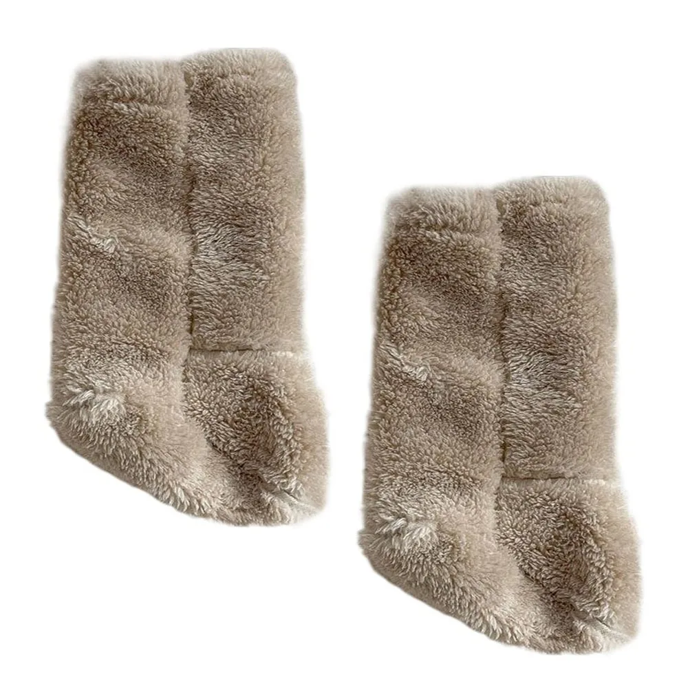

1 Pair Thickened Newborn Baby Plush Socks Anti-slip Warm Baby Foot Warmer Infant Solid Color Children's Sleeping Sock Winter