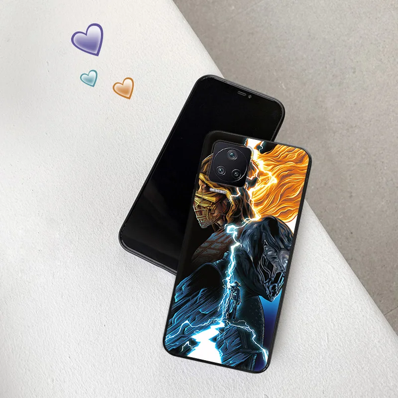 Soft Phone Cases For Xiaomi Poco C51 X5 Pro F4 X4 GT M5 M4 5G F3 M3 C55 C50 C40 X3 NFC F1 Mortal Kombat Black Matte Cover