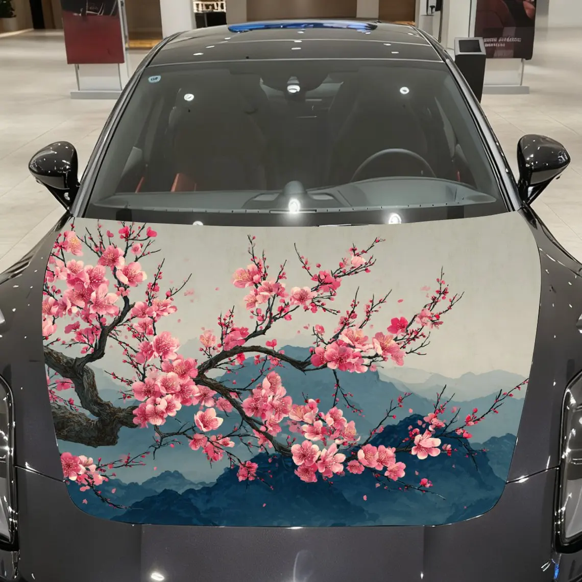 Pink Peach Blossom Car Hood Stickers,stunning Car Film Stickers,waterproof And Wear-resistant,suitable For All Cars,decorative H
