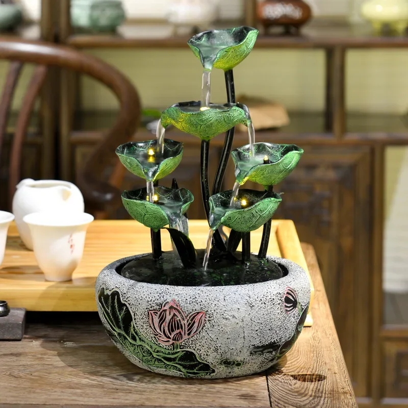 Feng Shui wheel flowing water fountain ornament, office desktop, living room beauty salon to attract wealth