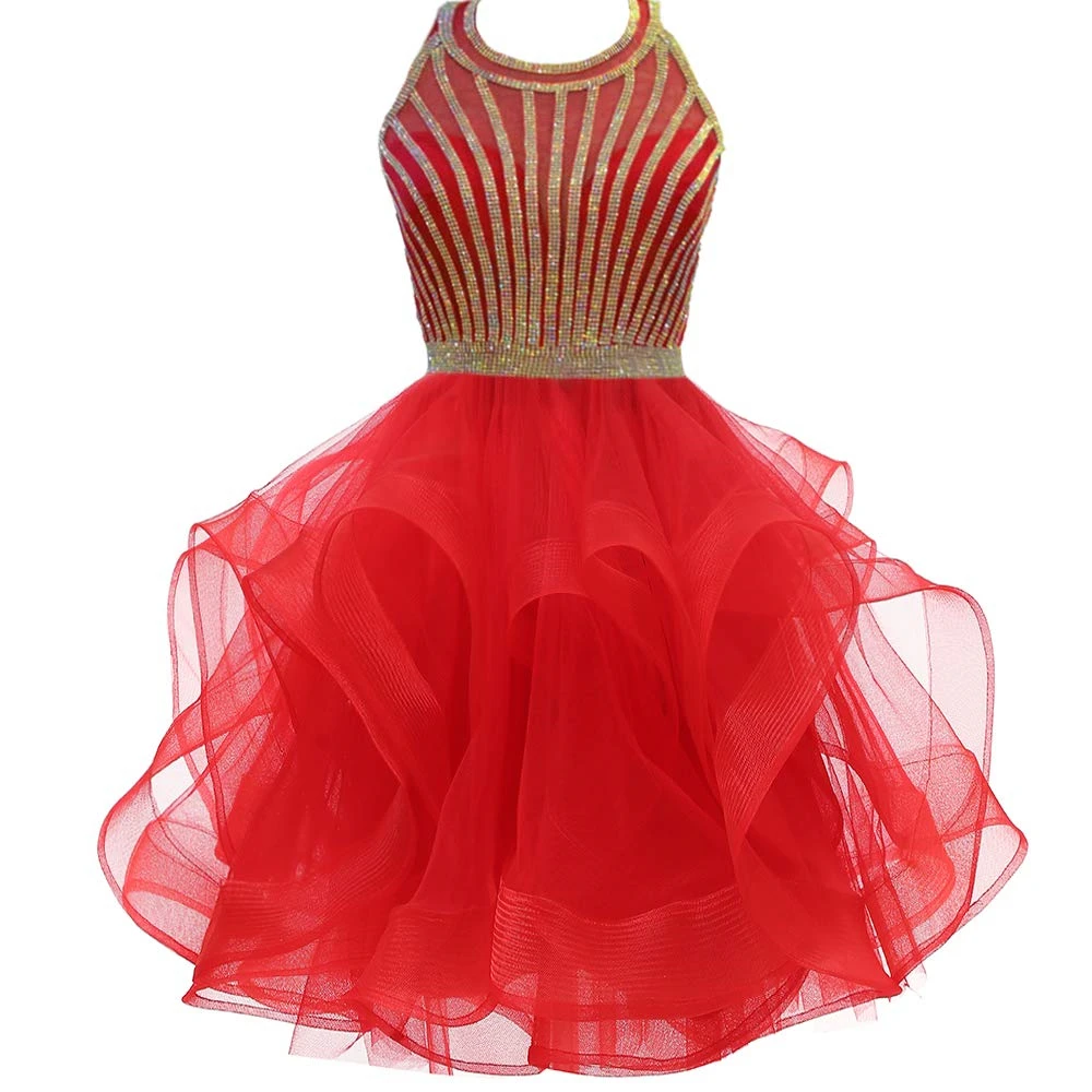 Bealegantom – robe de Cocktail courte en Organza, tenue de fête, ligne a, avec perles en cristal, à plusieurs niveaux, QA2022-20