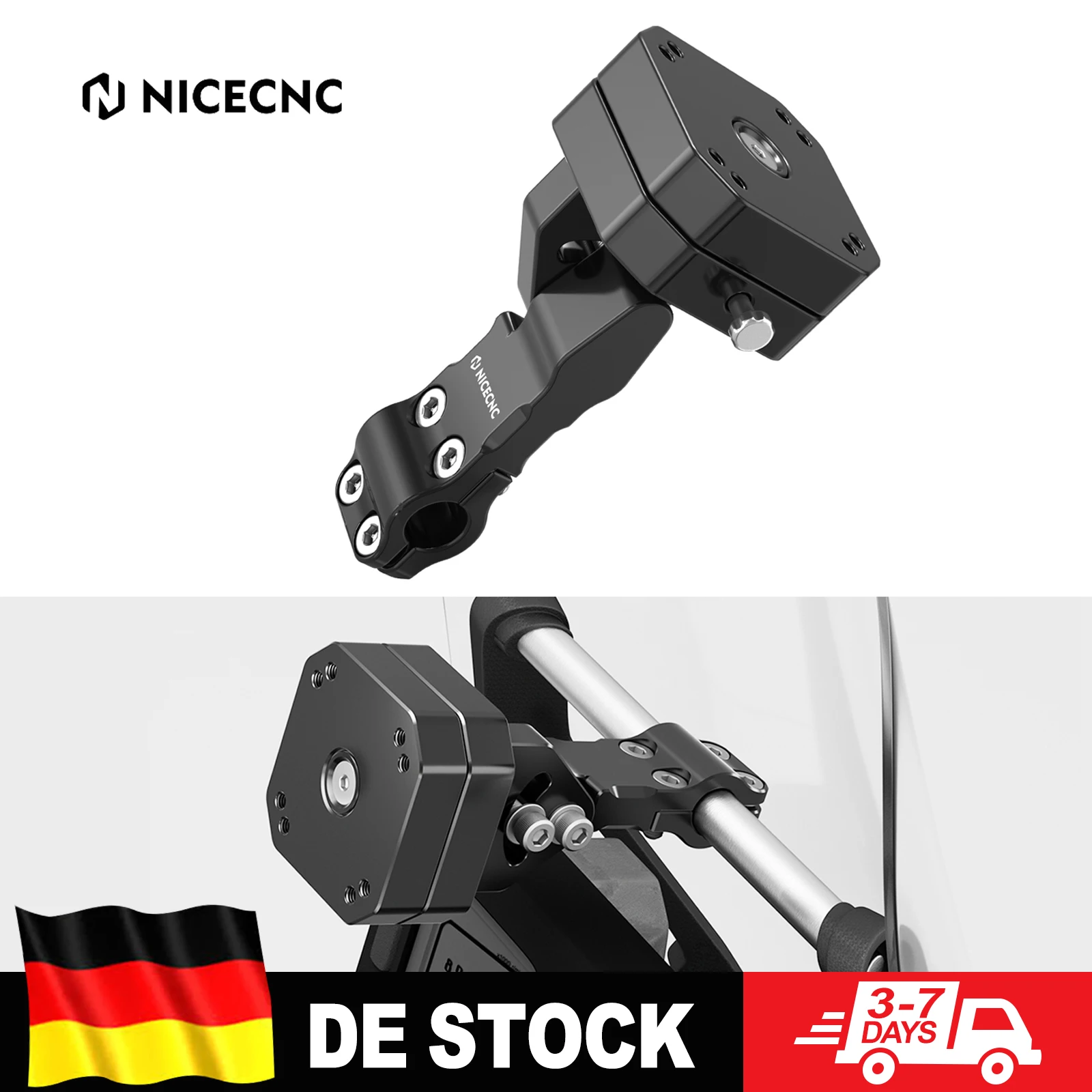 (Stock UE) Supporto GPS Regolabile da 12mm per BMW R1200GS R1250GS R1300GS GSA, Honda Africa Twin, Yamaha Tenere 700