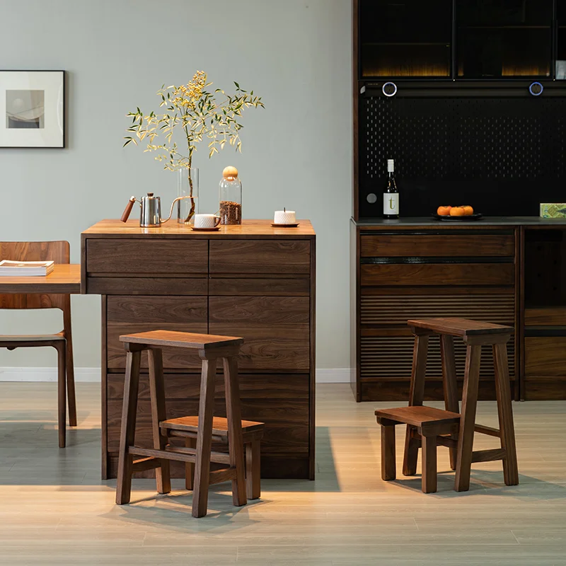 

Black walnut, household, bar stool, folding, herringbone, thickened, dual use, indoor, climbing