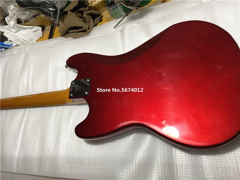 High quality heritage classic jazz vibrato electric guitar metal red rose wood fingerboard, customizable free shipping