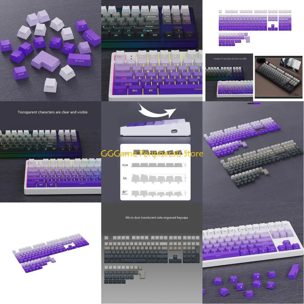

U55B ABS Keycaps OEM с градиентной боковой гравировкой 136 клавиш для игровой механической клавиатуры