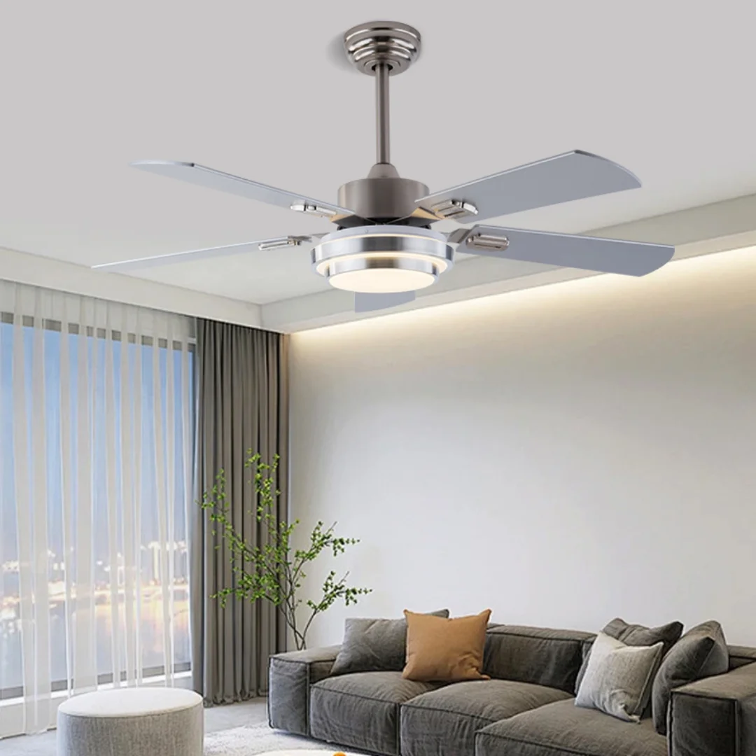 85-265V Stainless Steel Ceiling Fan Lightmodern Electric Fan Ceiling Light LED Remote Control Ceiling Fan Light 110V 220V