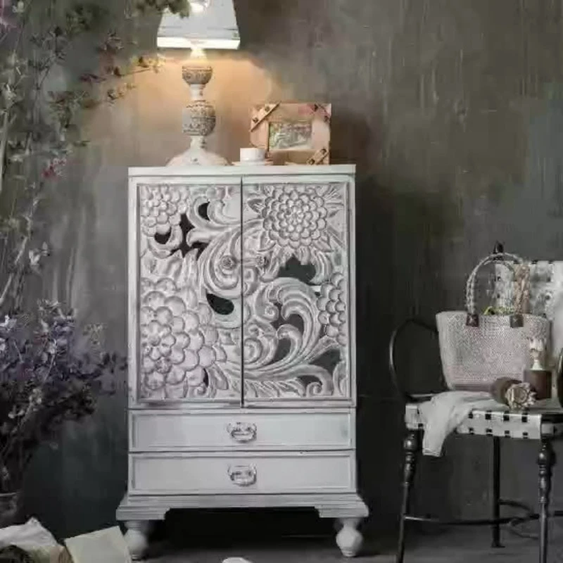 

Ретро-шкаф для прихожей в стиле старинного дома, креативный резной шкаф для гостиной и спальни, буфет в американском деревенском стиле для столовой.