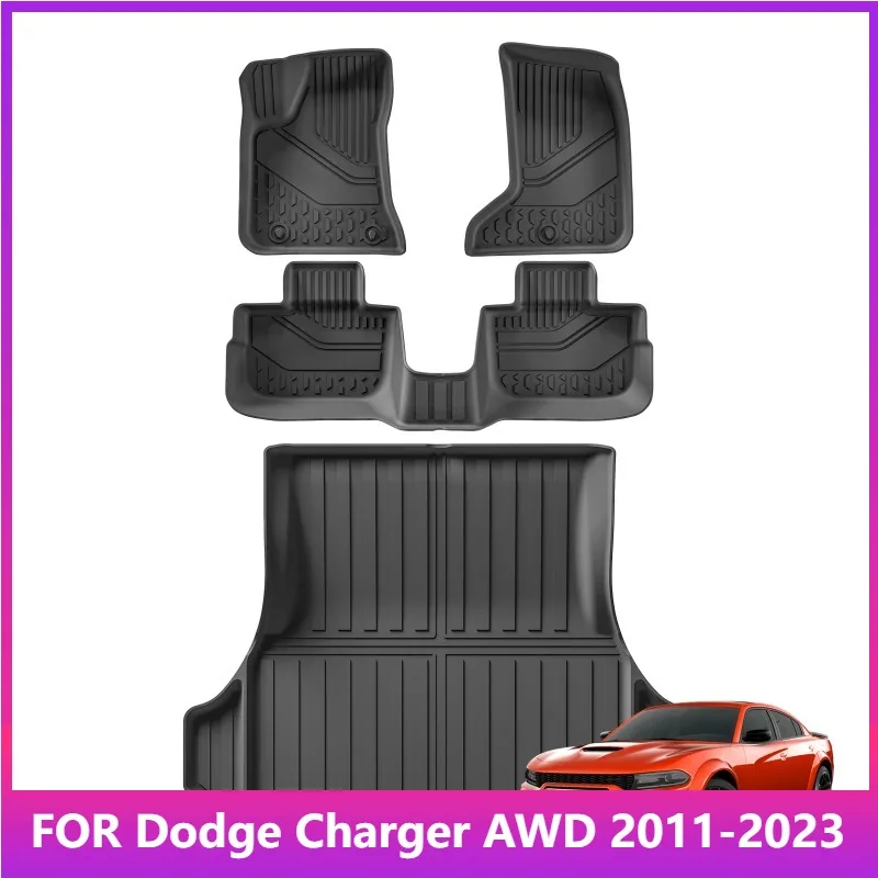 

Floor Mats for Dodge Charger AWD 2011-2023 US Version TPE 3D Car Mats Cargo Liner Trunk Pad Accessories