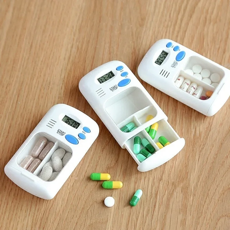 Mini Portable Pill Reminder Pill Alarm Timer Electronic Box Manager LED Display Pill Box Alarm Clock Reminds Pill Box