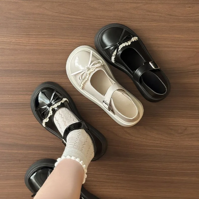 

Модная/удобная новая женская обувь на толстой подошве с бантом-бабочкой, элегантная/сексуальная повседневная обувь с круглым носком на весну и осень
